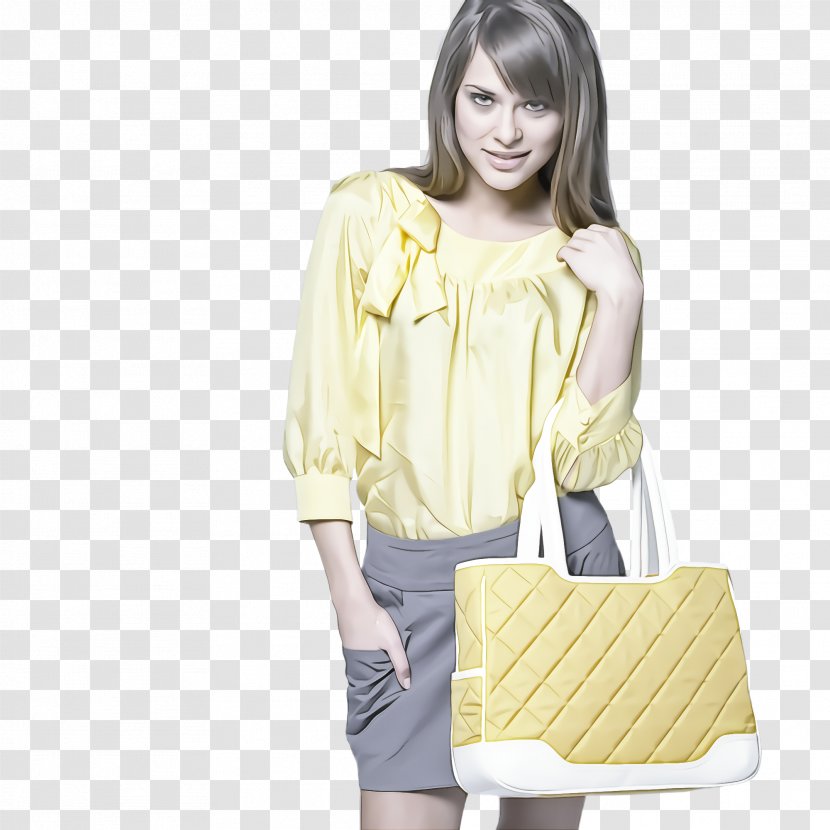 White Clothing Yellow Beige Blouse - Handbag Bag Transparent PNG