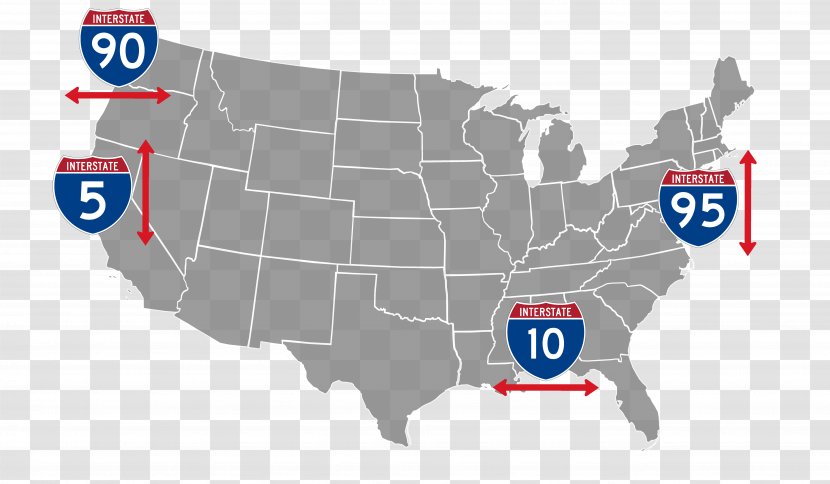 United States Of America Vector Graphics Map Stock Illustration - Interstate Highway System Transparent PNG