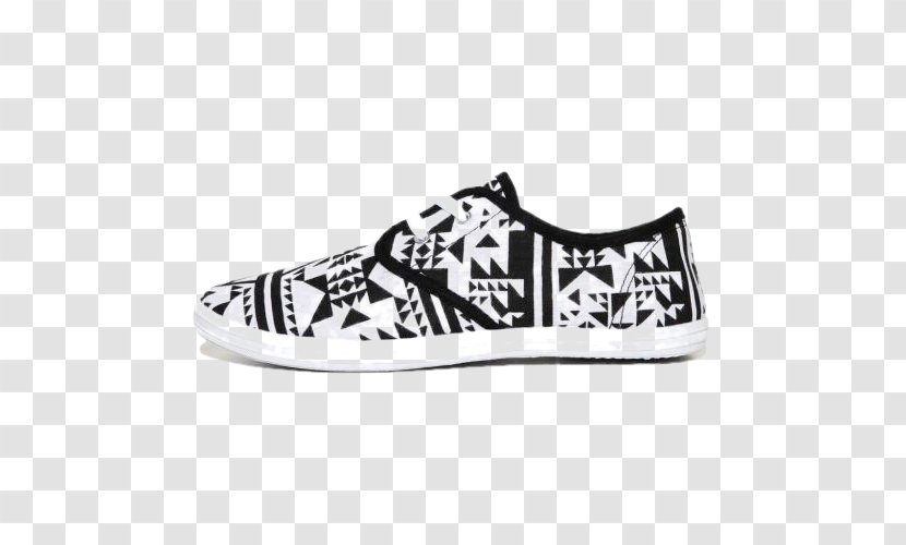 Skate Shoe Sneakers White Pattern - Black - Etno Transparent PNG
