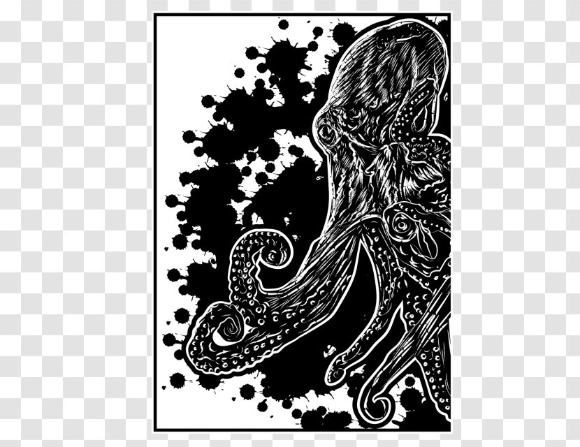 Paisley Vertebrate Graphic Design Monochrome Octopus - Organism Transparent PNG