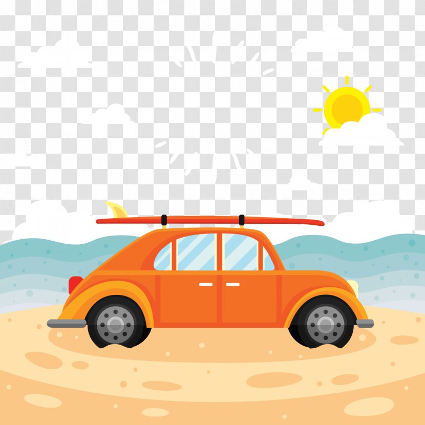 Seaside Surfing Private Car Vector - The Beach Transparent PNG
