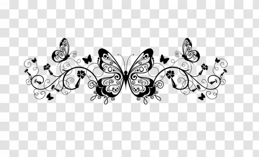 Wedding Invitation Butterfly Paper Pattern - Black And White Transparent PNG