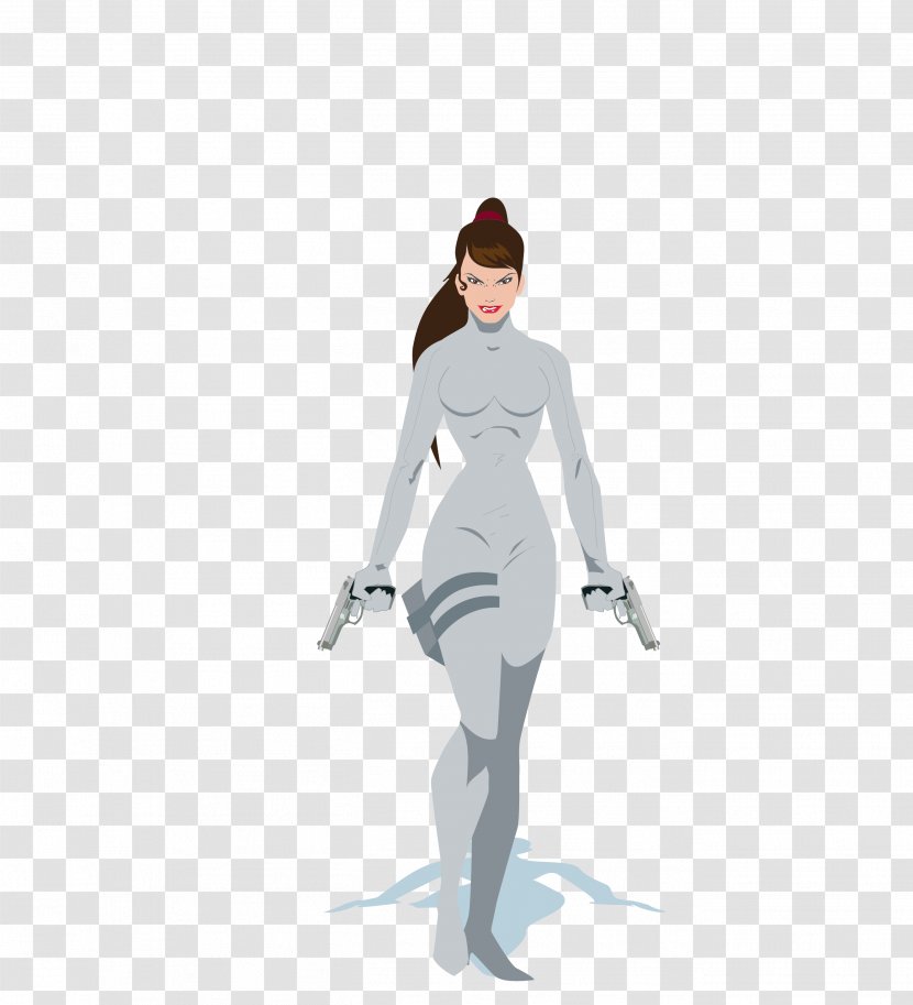 Woman Hitman - Costume - Vector Gray Female Agent Transparent PNG