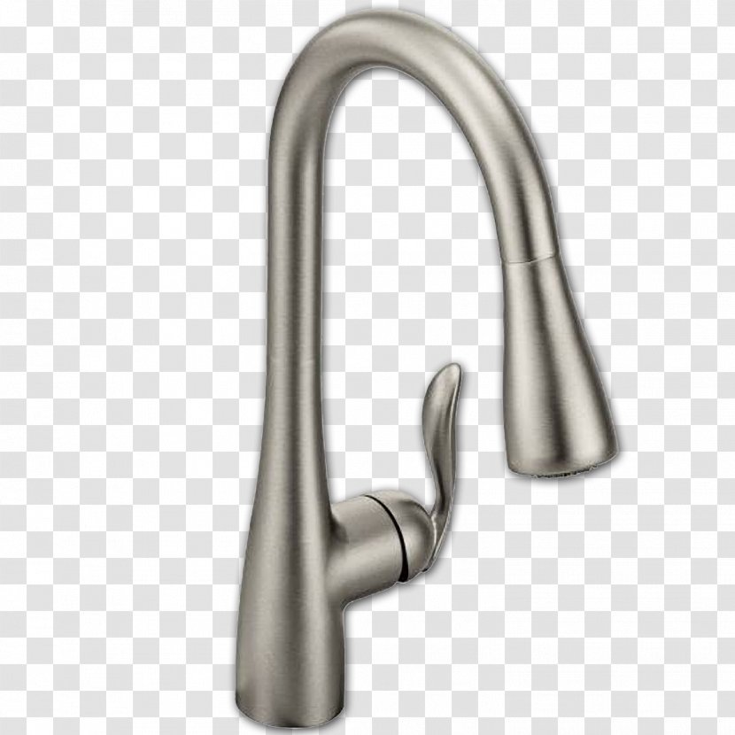 Moen Tap Kitchen Plumbing Brushed Metal - Faucet Transparent PNG