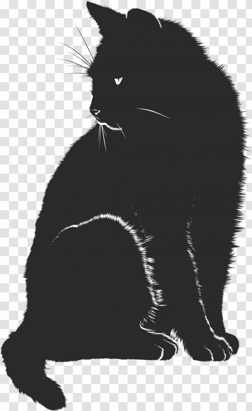 Cat Pet Sitting Kitten Clip Art - Rodent - Black And White Transparent PNG