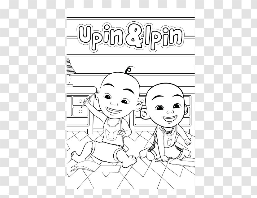 Upin Black And White Book Line Art - Flower Transparent PNG