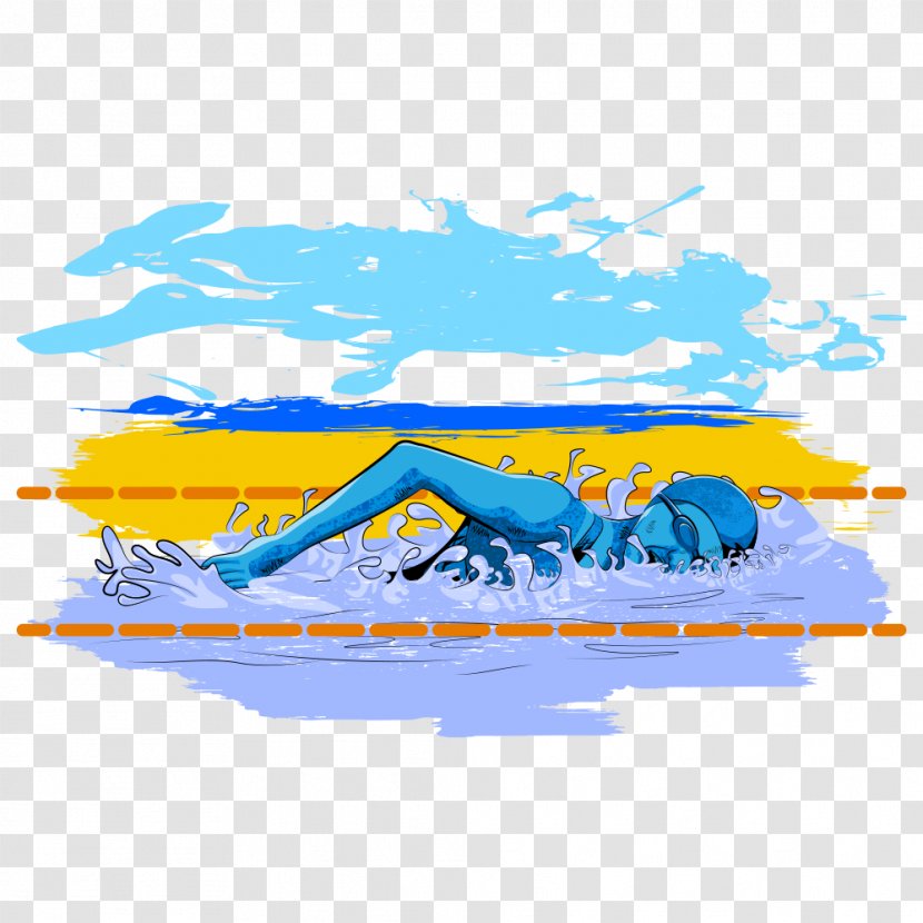 Cartoon Swimming Pool - Blue - Swim Transparent PNG