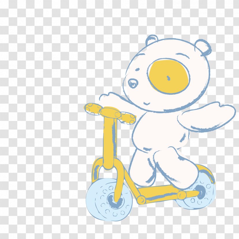 Cartoon Illustration - Play The Scooter Bear Transparent PNG