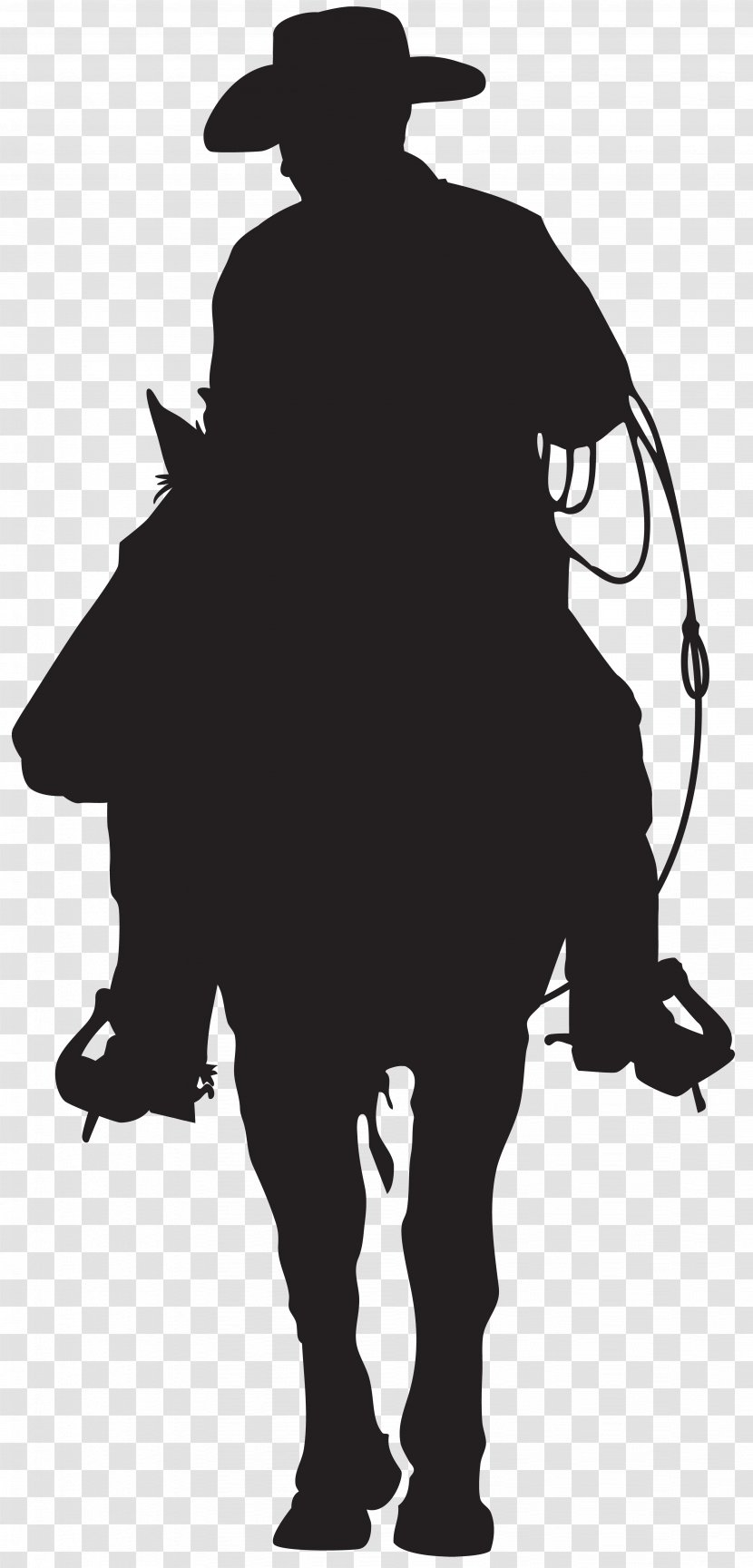 Silhouette Cowboy American Frontier Clip Art - Cattle Like Mammal - Image Transparent PNG