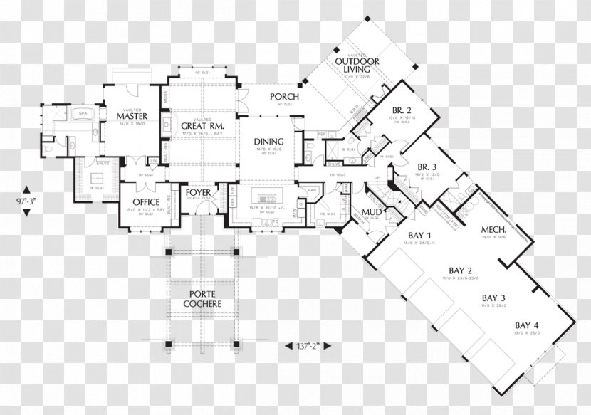 Floor Plan House - Ranchstyle - Arrangement Transparent PNG