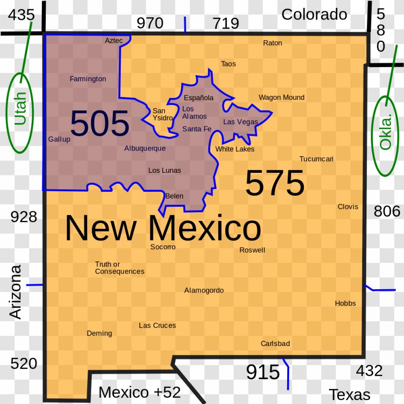 Area Code 505 575 520 Telephone Numbering Plan 512 - New Mexico - Play 3 Transparent PNG