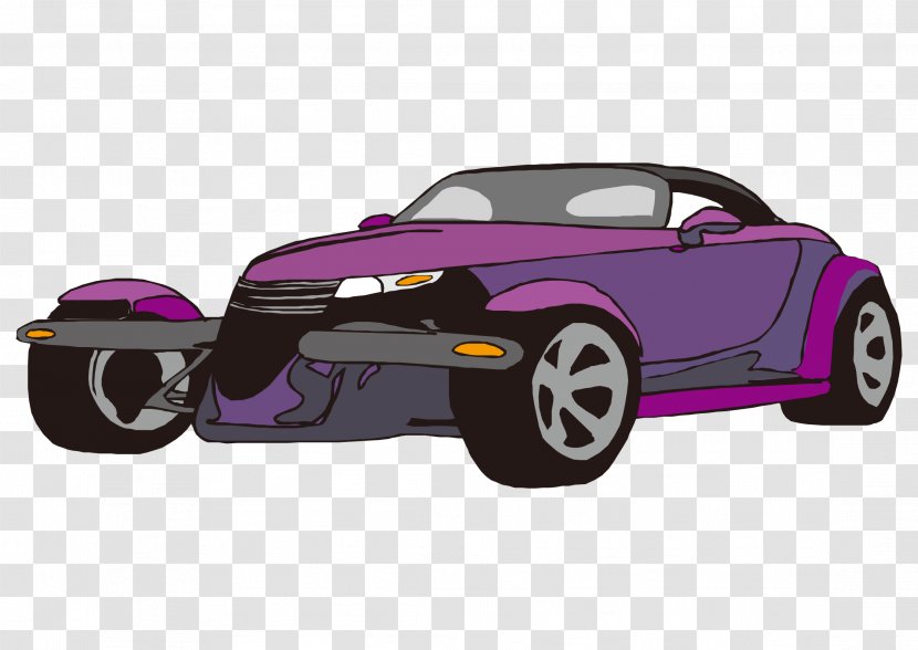 Sports Car Plymouth Prowler Compact - Automotive Design - Cartoon Hand-painted Vector Purple High-end Transparent PNG