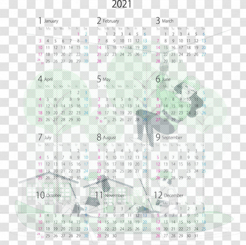 2021 Yearly Calendar Printable 2021 Yearly Calendar Template 2021 Calendar Transparent PNG