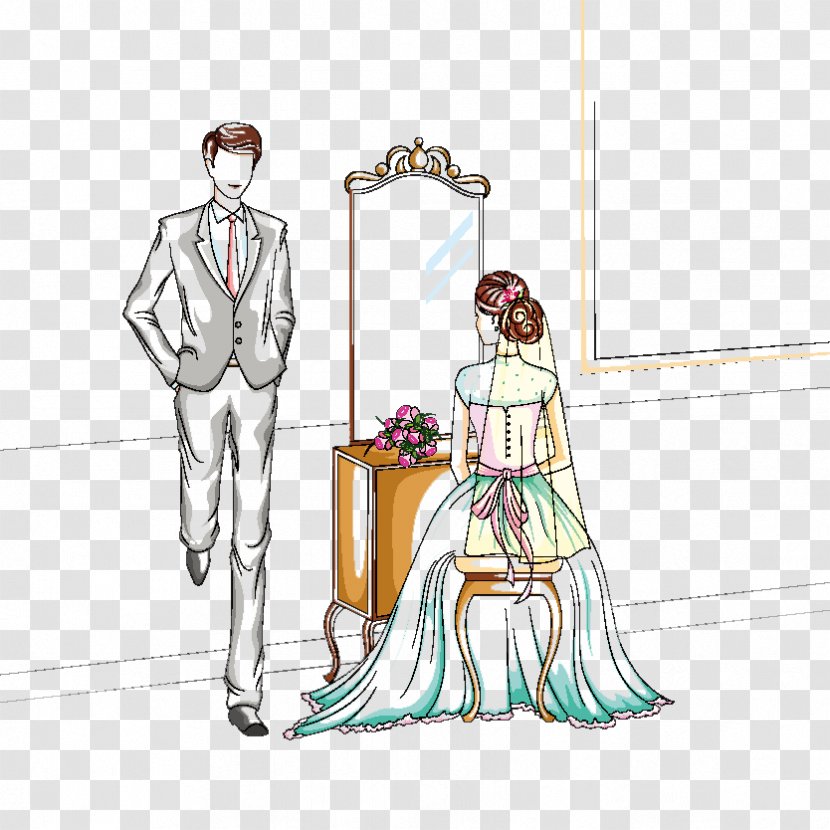 Wedding Marriage Bridegroom Illustration - Bride - Hand-painted Couple Transparent PNG