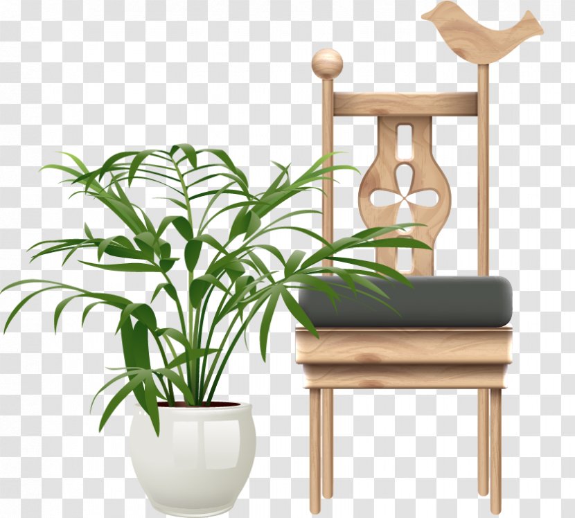Potted Pattern Painted Wooden Chair - Tree - Apple Transparent PNG