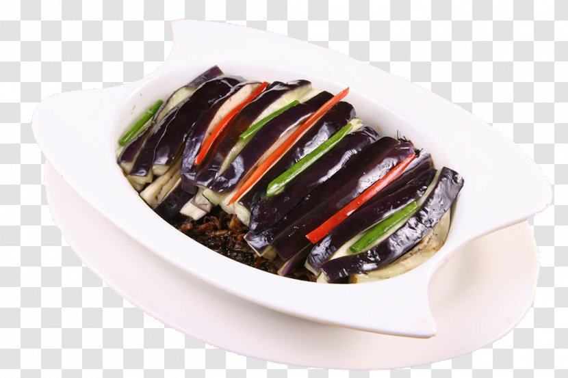 Seafood Eggplant Vegetable - On A White Plate Transparent PNG