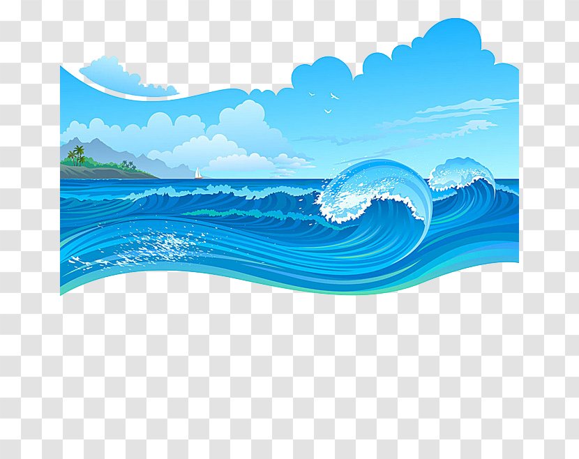 Download - Water - Cartoon Waves Transparent PNG