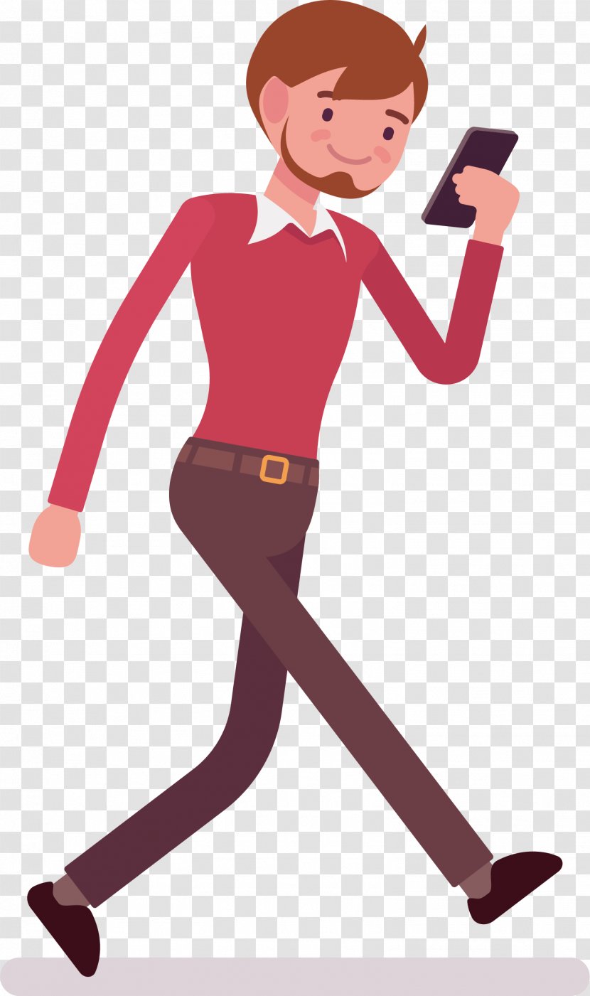 Cartoon Walking Illustration - Silhouette - Pay Attention To These 9 When You Use Mobile Phone Payment Transparent PNG