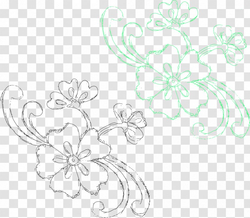 Floral Design Image Graphics Illustration Drawing - Monochrome Photography - Forembroidery Transparent PNG