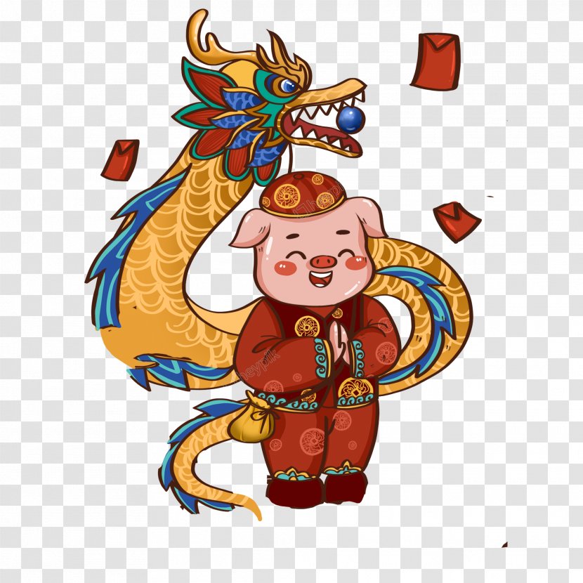 Chinese New Year Dragon Cartoon - Dance - Fictional Character Art Transparent PNG