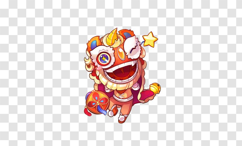 Lion Dance Chinese New Year Cartoon - Red Playing Stir Transparent PNG