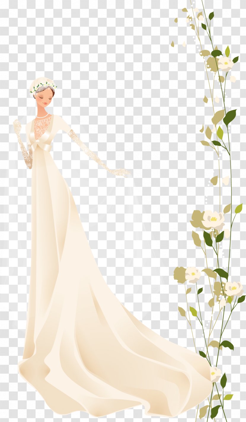 Contemporary Western Wedding Dress Bride - Silhouette - Vector Transparent PNG