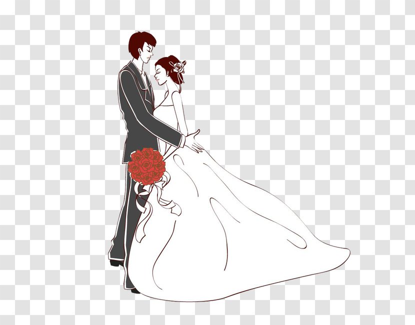 Wedding Marriage Child Clip Art - Heart - Bride And Groom Embracing Transparent PNG