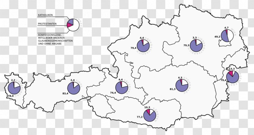 Protestantism Religion In Austria Christianity - Tree - Percentage Map Transparent PNG