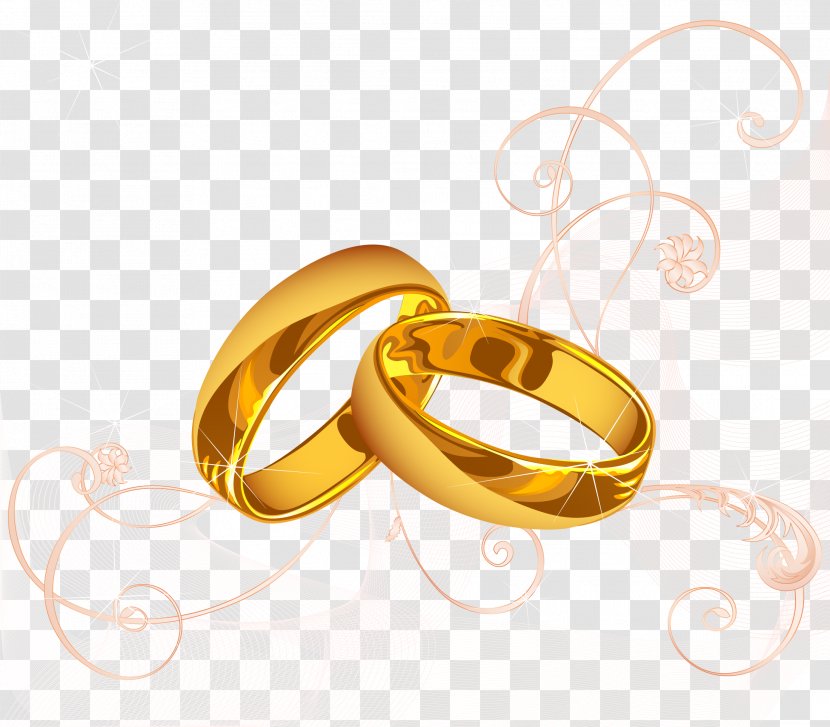 Wedding Invitation Ring Marriage - Metal - Gold And Line Pattern Vector Transparent PNG