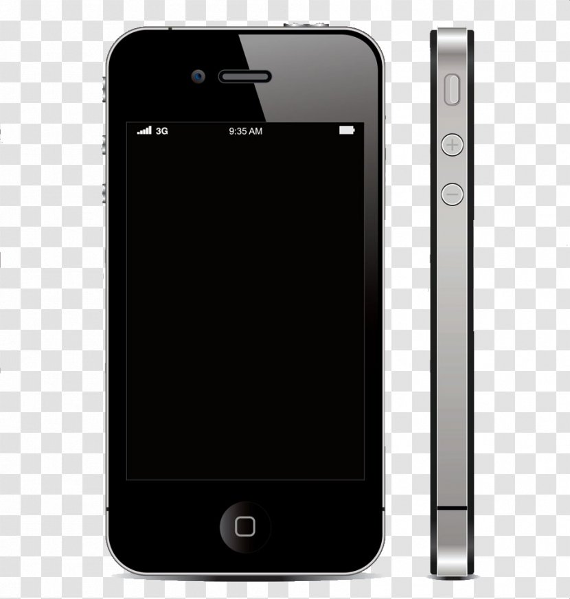 IPhone 4S 3GS 5 Vector - Communication Device - Black Apple Phone Transparent PNG