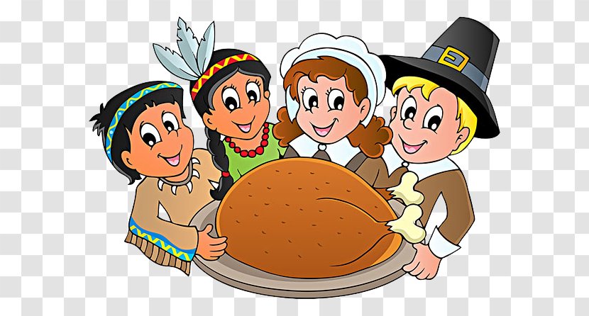 Thanksgiving Day Pilgrims Clip Art - Food - Eat Turkey On Transparent PNG