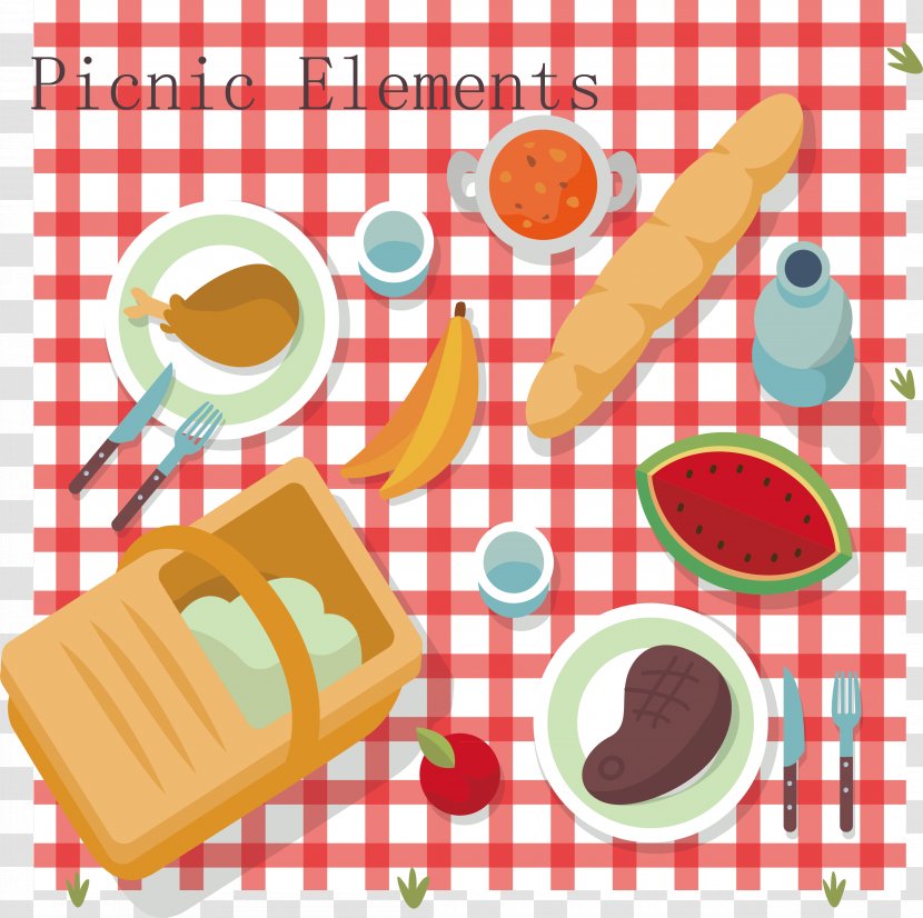 Barbecue Picnic Illustration - Food - Cartoon Table Design Transparent PNG
