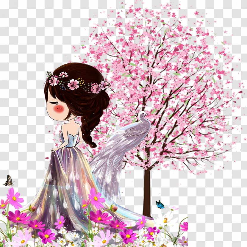 Cherry Blossom Tree - Silhouette - Hand-painted Free Material Transparent PNG