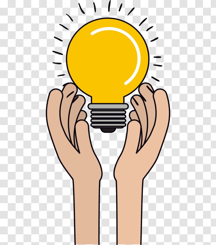 Incandescent Light Bulb Gesture - Silhouette - Vector Yellow And Gestures Transparent PNG