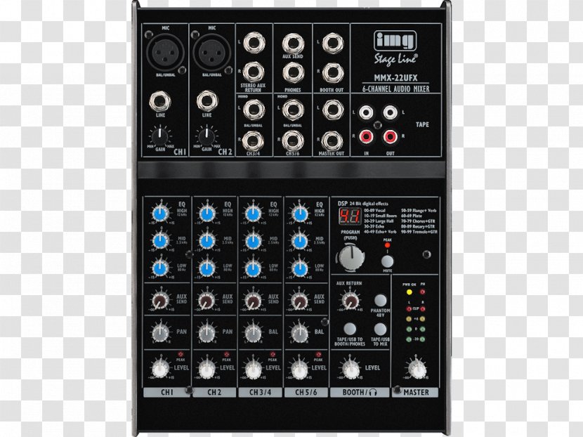 Audio Mixers IMG Stage Line Mischpult MMX-22UFX Stageline MMX-22 Mixer Public Address Systems Sound Cards & Adapters - Electronics - External Sending Card Transparent PNG