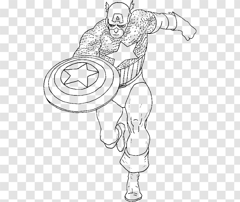 Captain America United States Of Spider-Man Colouring Pages Coloring Book - Line Art Transparent PNG