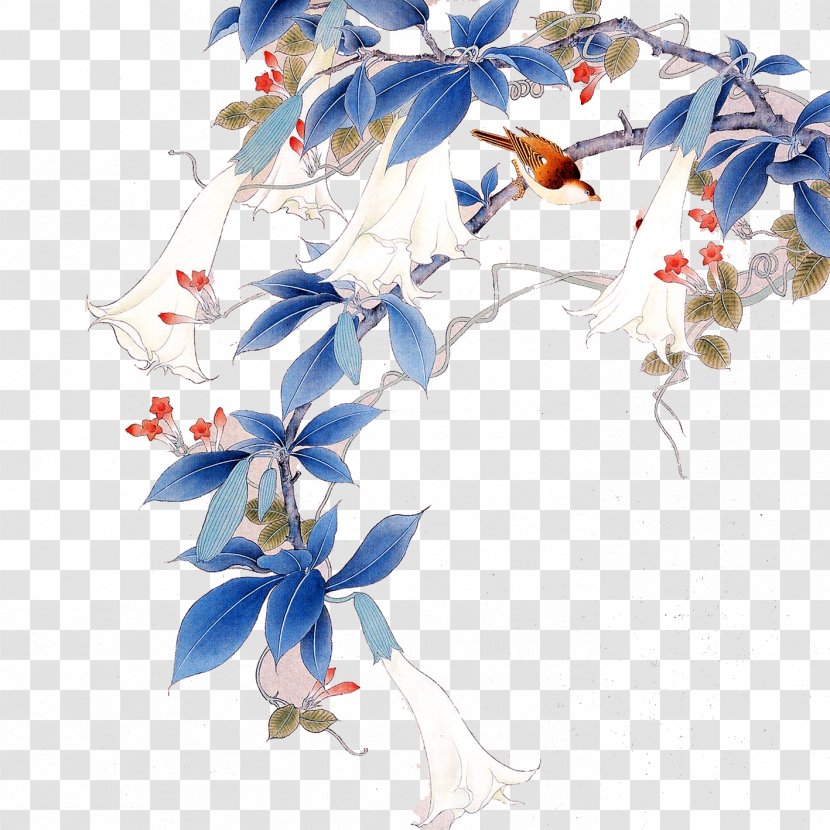 Gongbi Bird-and-flower Painting Chinese Hanging Scroll - Art - Birds In The Branches Transparent PNG