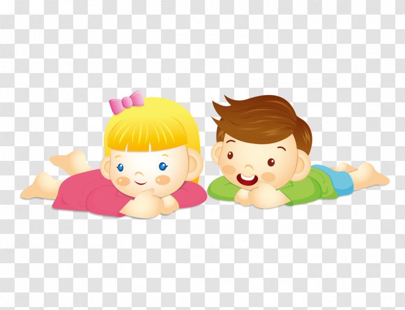 Cartoon Child Clip Art - Fictional Character - Children Lying On The Floor Transparent PNG