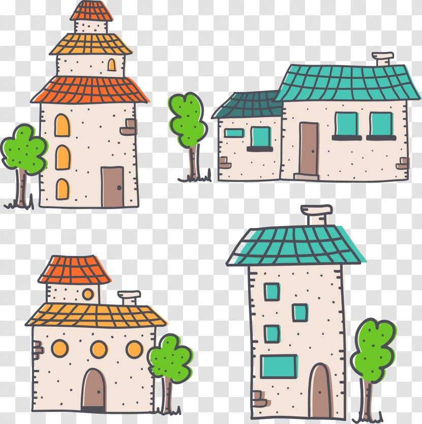 House Drawing Clip Art - Hand Painted Cute Brick Transparent PNG