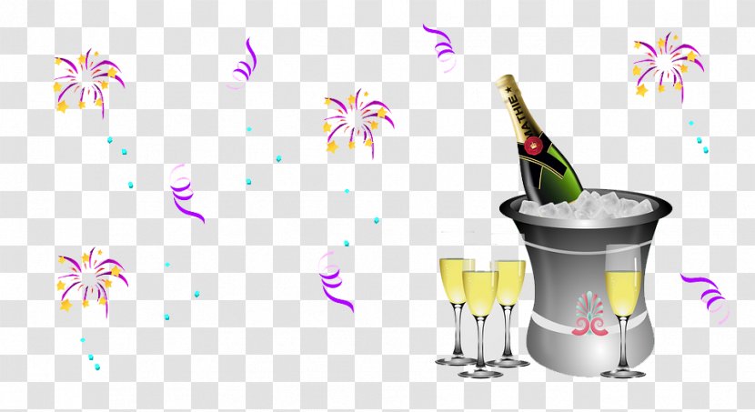 Champagne Dobermann New Years Day Eve - Christmas - Frozen Transparent PNG