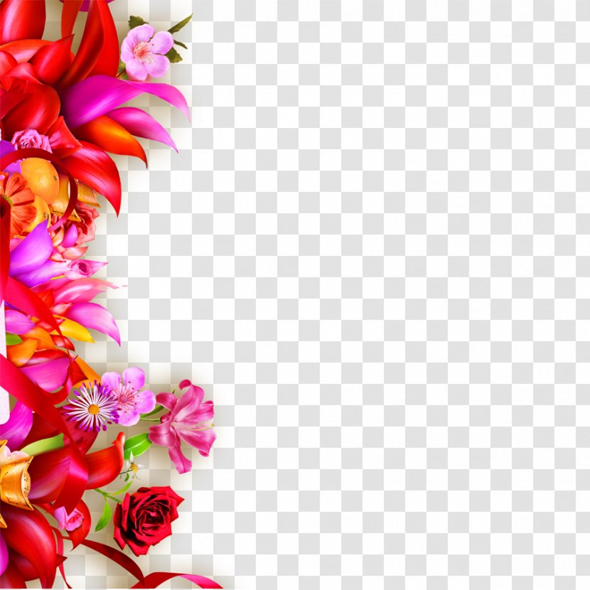 Tangyuan Lantern Festival Chinese New Year - Artificial Flower - Frame Design Consisting Of Red Flowers Transparent PNG