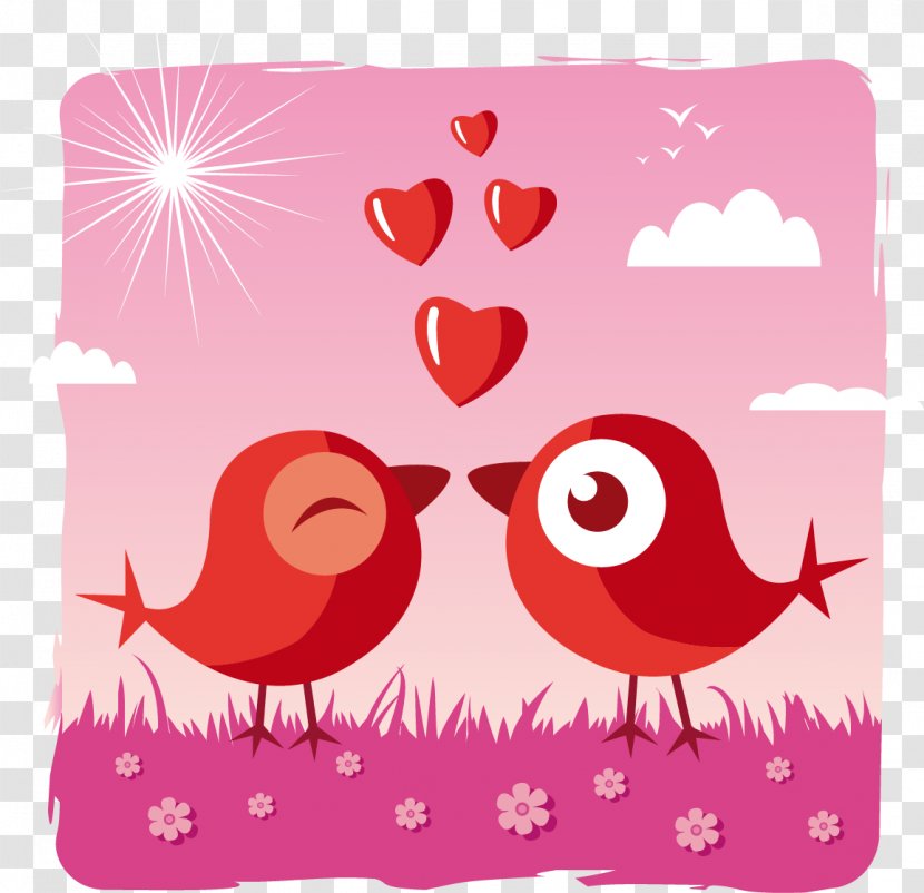 Valentines Day Greeting Card Cuteness Wish - Beak - Valentine Love Birds Transparent PNG