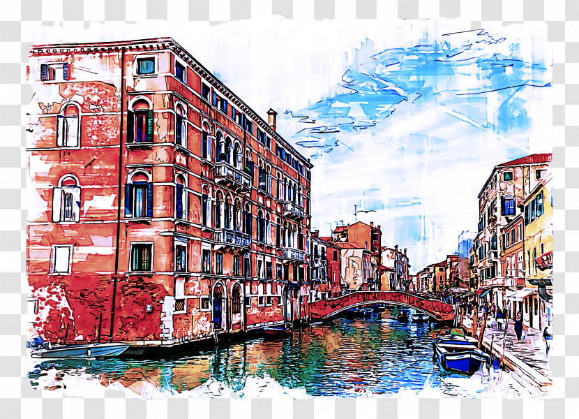 Water Transportation Watercolor Painting Painting Canal Transport Transparent PNG