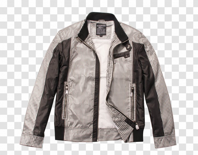 Leather Jacket Tartan Outerwear Sleeve - Product - Men's Jackets Transparent PNG