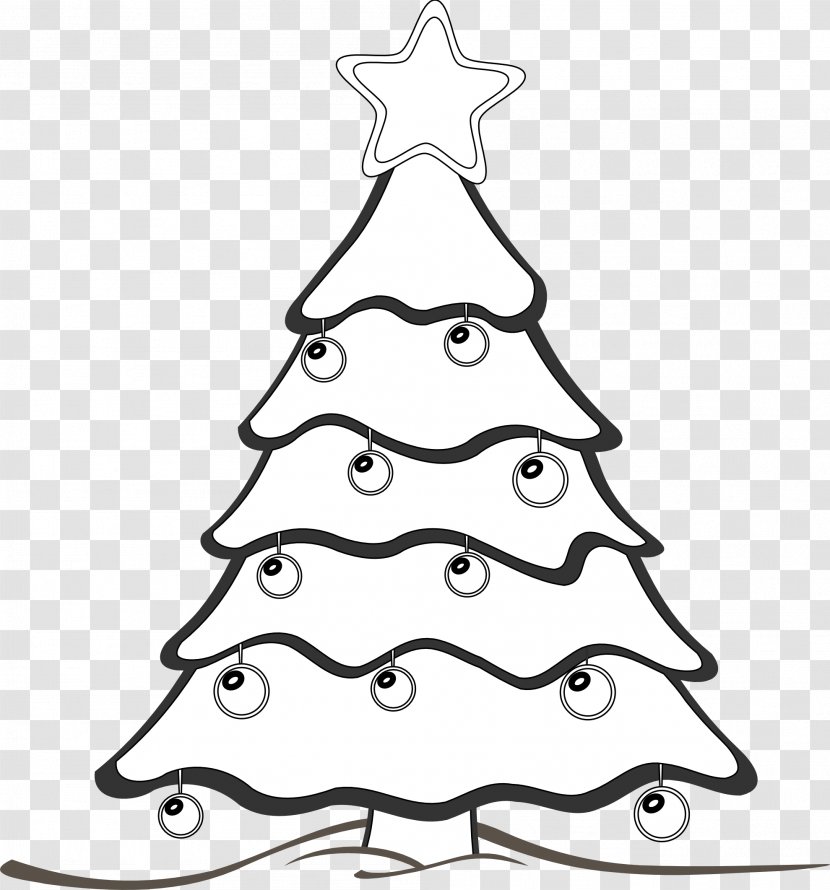 Santa Claus Christmas Tree Ornament Clip Art - Black And White Transparent PNG