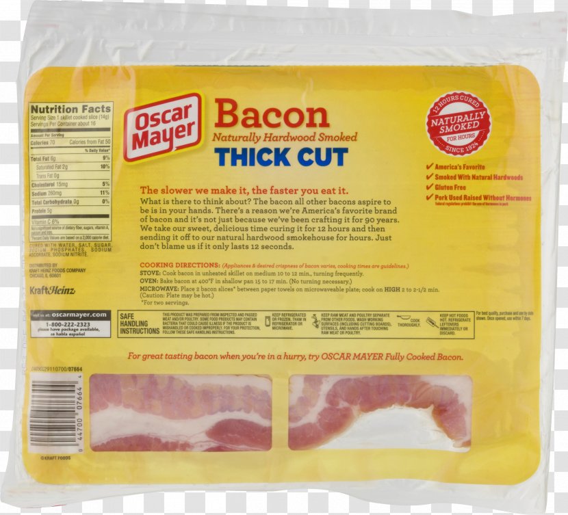 Bacon Meat Oscar Mayer Animal Fat Ingredient - Hot Dog Transparent PNG