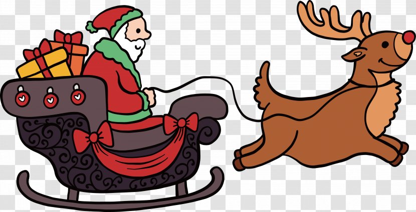 Santa Clauss Reindeer Claus Village Clip Art - Car Transparent PNG