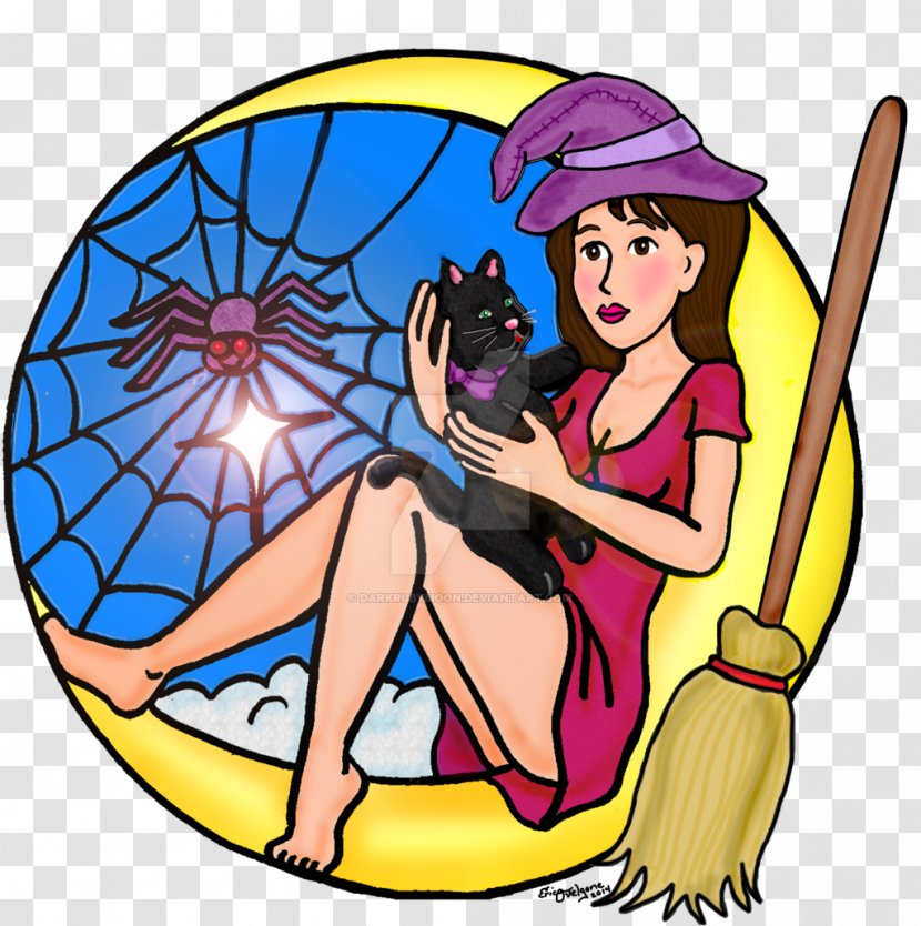 Along Came A Spider Human Behavior Cartoon Clip Art - Witch Cat Transparent PNG