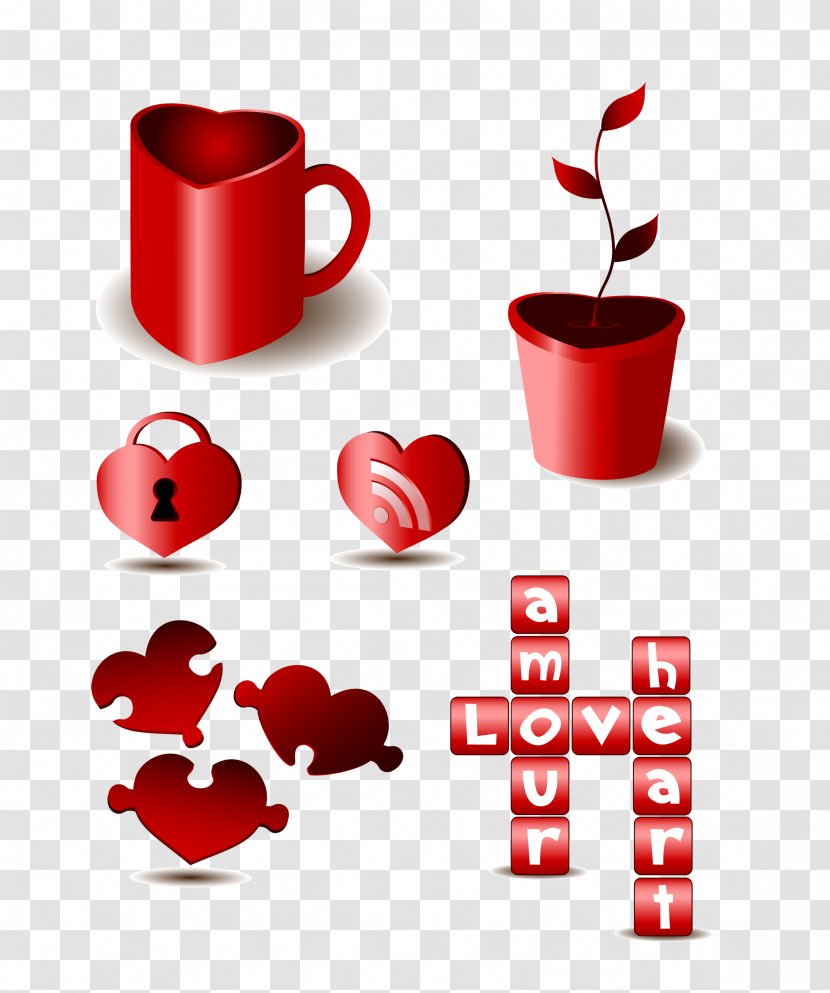 Heart Valentine's Day Romance - A Variety Of Romantic Heart-shaped Vector Material Transparent PNG