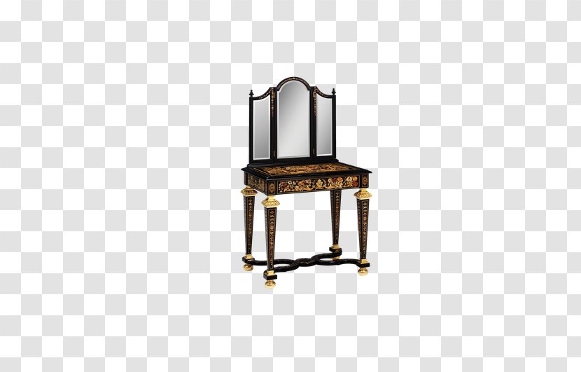 Table Lowboy Furniture Mirror Drawer - Living Room - Vintage Gold Pattern Dresser Transparent PNG